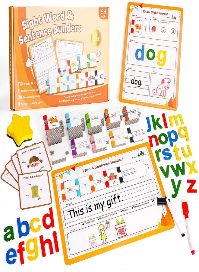 GiftAmaz 145 PCS Sentence Building for Kids, Sight Word Games Puzzle, Special Education Classroom Must Haves, Montessori Grammar Reading Game, Speech Therapy Cardboard Birthday Toys for Kindergarten - Image 1